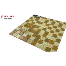 Factory Stock Price 25X25mm Dark Khaki Mix Chromatic Glass Mosaic For Outdoor Swimming Pool Projects